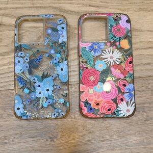 Rifle Paper 14 pro max Phone Case Set - Blue and Multicolor